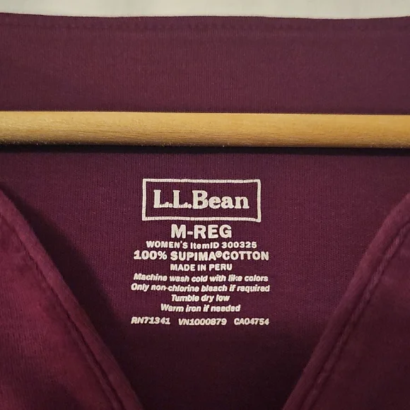 L.L. Bean Women's Long Sleeve V-Neck Top - Deep Purple - Picture 2 of 4